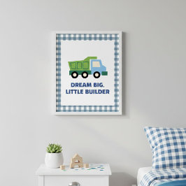 Póster Aesthetic Gingham Border Construction Nursery Wall