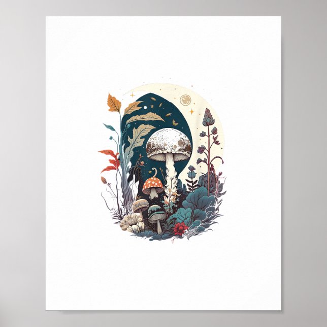 Póster Aesthetic Goblincore And Cottagecore Mushroom Bota (Frente)