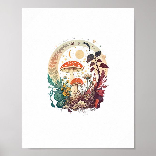 Póster Aesthetic Goblincore And Cottagecore Mushroom Meme (Frente)