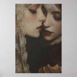 Póster Aesthetic Lesbian Dark Romance Art Printable, Mood