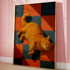 Póster Aesthetic Orange Cat Cozy Modern Pet Wall Art