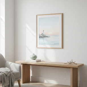 Póster Aesthetic Watercolor Lighthouse Art Poster