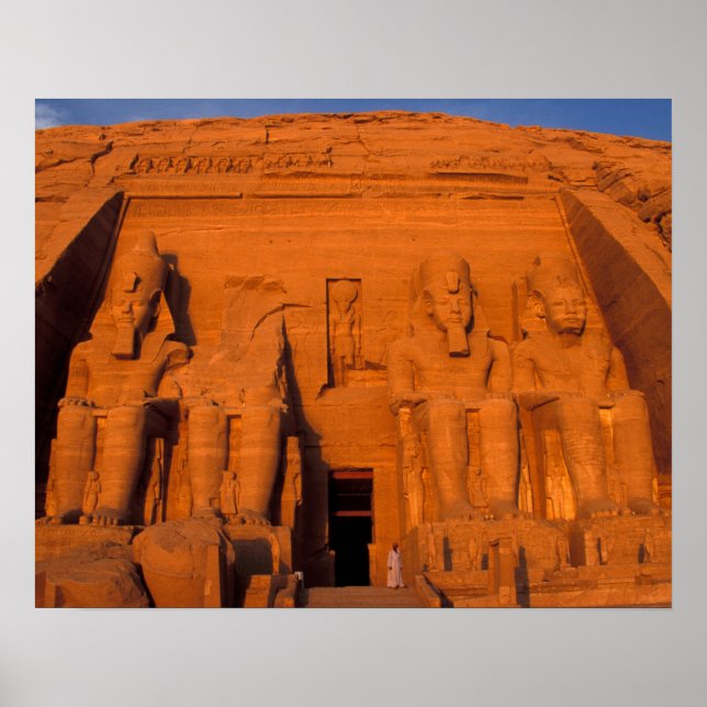 Póster AF, Egipto, Abu Simbel. Fachada al atardecer, gran (Frente)