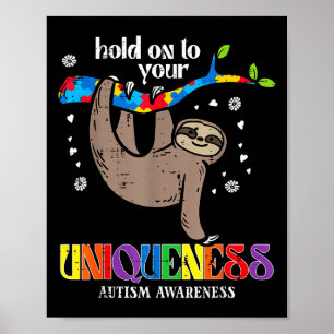 Póster Aferra Unicidad Conciencia de Perezoso Autismo Hom