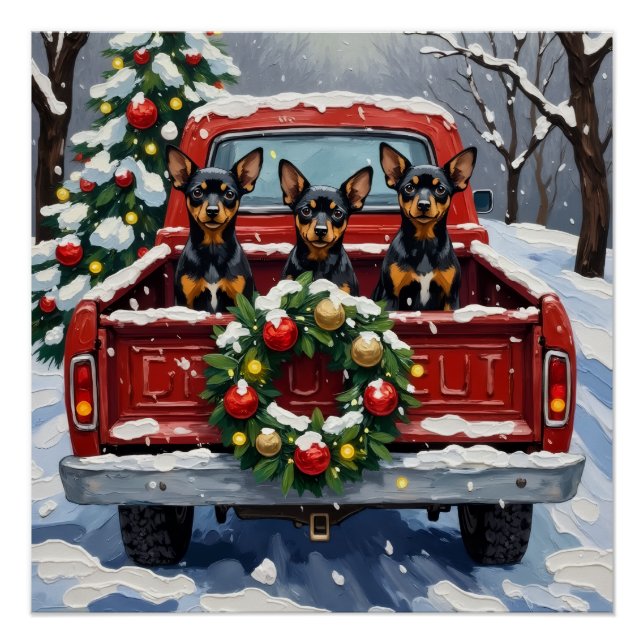 Póster Affenpinscher Christmas Red Truck Holiday (Anverso)