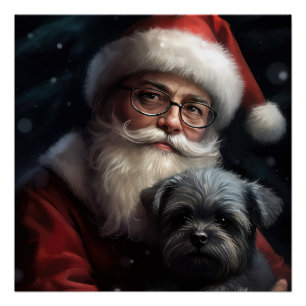 Póster Affenpinscher con Navidades festivos de Santa Clau