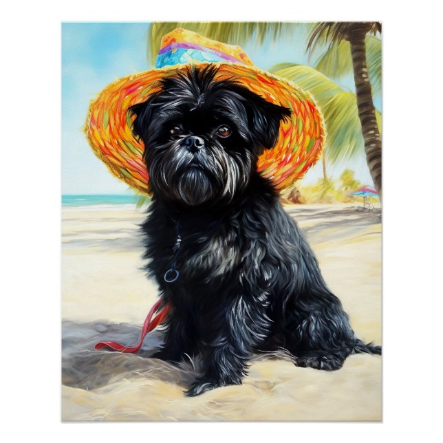 Póster Affenpinscher en la playa, regalo de verano para l (Anverso)