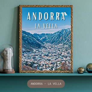Póster Affiche Andorre-la-Vieille, ville de la Naturaleza