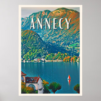 Póster Affiche Annecy Photo Vintage