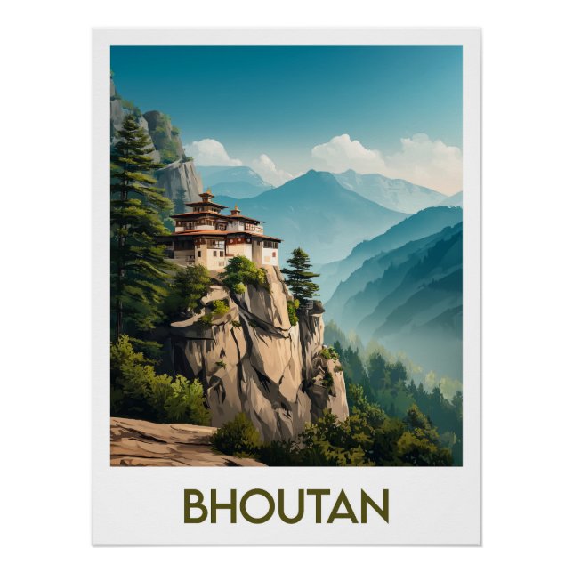 Póster Affiche Bhoutan (Anverso)