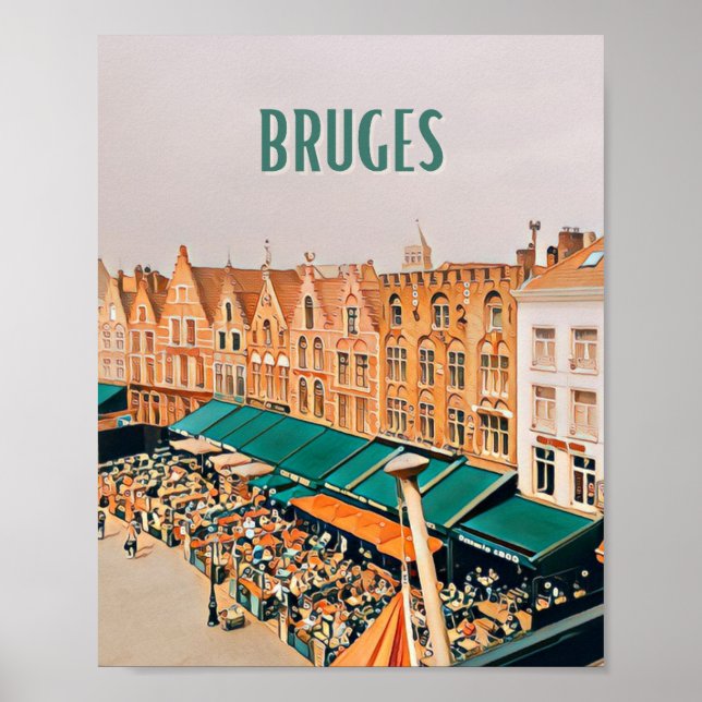 Póster Affiche Bruges Belgique Photo Vintage (Frente)