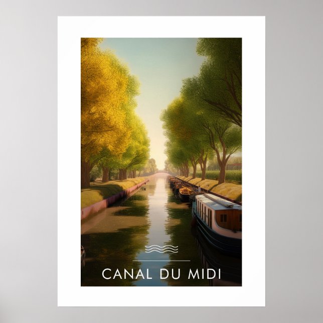 Póster Affiche Canal du midi - France - illustration (Frente)