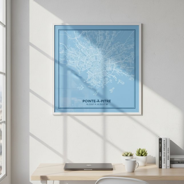 Póster Affiche Carte de Pointe-à-Pitre, Guadeloupe | Plan (Subido por el creador)