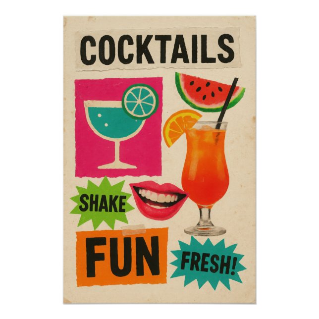 Póster Affiche Cocktails - Collage (Anverso)