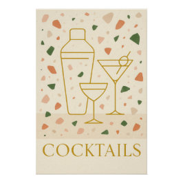 Póster Affiche Cocktails - Villa méditerranéenne. 