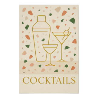 Póster Affiche Cocktails - Villa méditerranéenne.