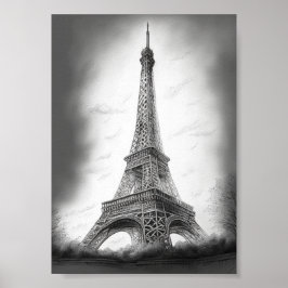 Póster Affiche Dessin de la Tour Eiffel 
