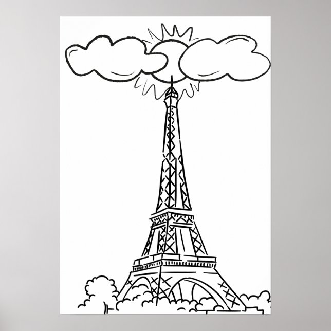 Póster Affiche Dessin de la Tour Eiffel  (Frente)