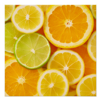 Póster Affiche encadrée motif agrumes – Citron, orange et