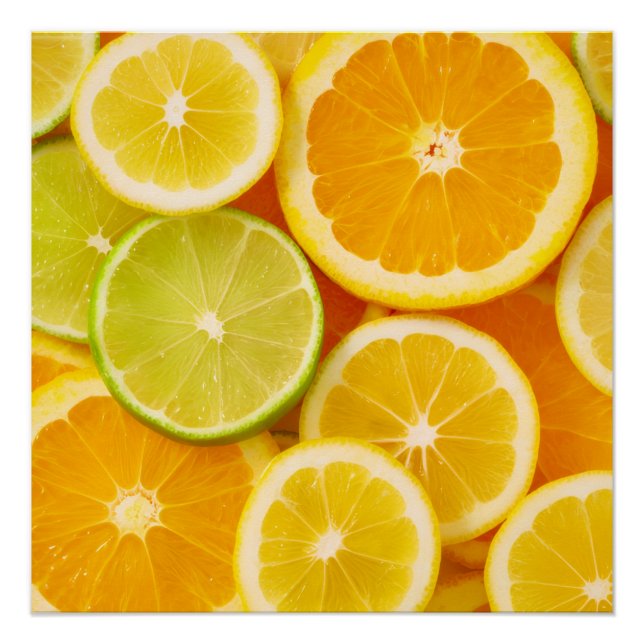 Póster Affiche encadrée motif agrumes – Citron, orange et (Anverso)