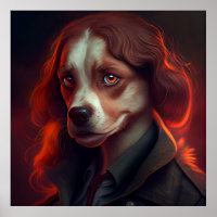 Affiche femme fanatsy dog drole