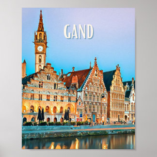 Póster Affiche Gand Belgique Photo Vintage