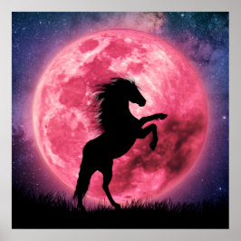 Póster Affiche Le cheval et la lune rosa