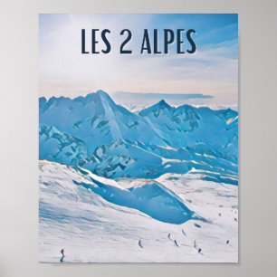 Póster Affiche Les 2 Alpes Station de ski