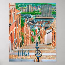 Póster Affiche Liège Belgique Photo Vintage