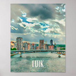 Póster Affiche Luik Belgique Photo Vintage