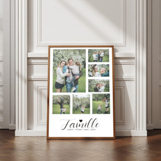 Póster Affiche Personnalisé Notre Famille 7 Photos et les