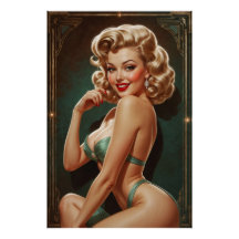 Affiche Pin-up Blonde Inspirée Art Déco