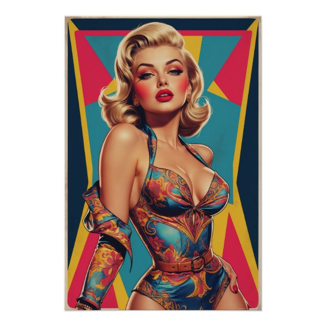 Póster Affiche Pin-up Blonde Pop Art  (Anverso)
