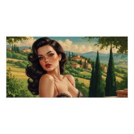 Póster Affiche Pin-up Italienne en Toscane