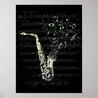 Póster Affiche saxophone noir