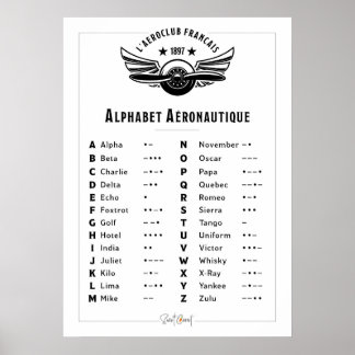 Póster Affiche Vintage - Alphabet aéronautique