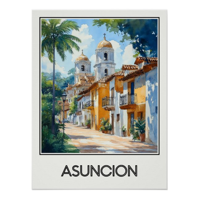 Póster Affiche vintage Asuncion, charme colonial (Anverso)