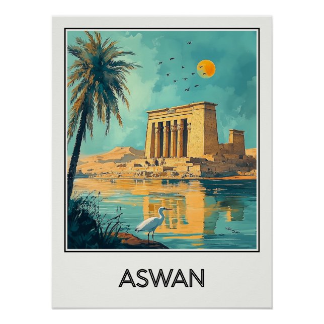 Póster Affiche vintage Aswan, mystère du Nil (Anverso)