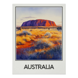 Póster Affiche vintage Australia, majesté d’Uluru