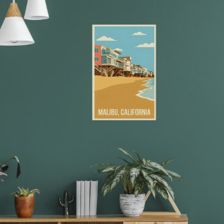 Póster Affiche Vintage Malibu California