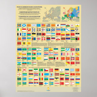 Póster Affiches des drapeaux des peuples d'Europe