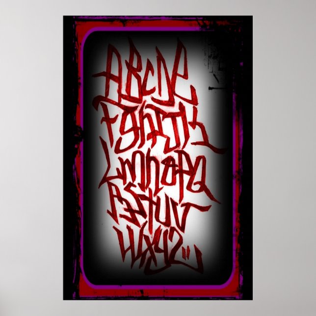 Póster Affisch - alfabet graffitti - röd (Frente)
