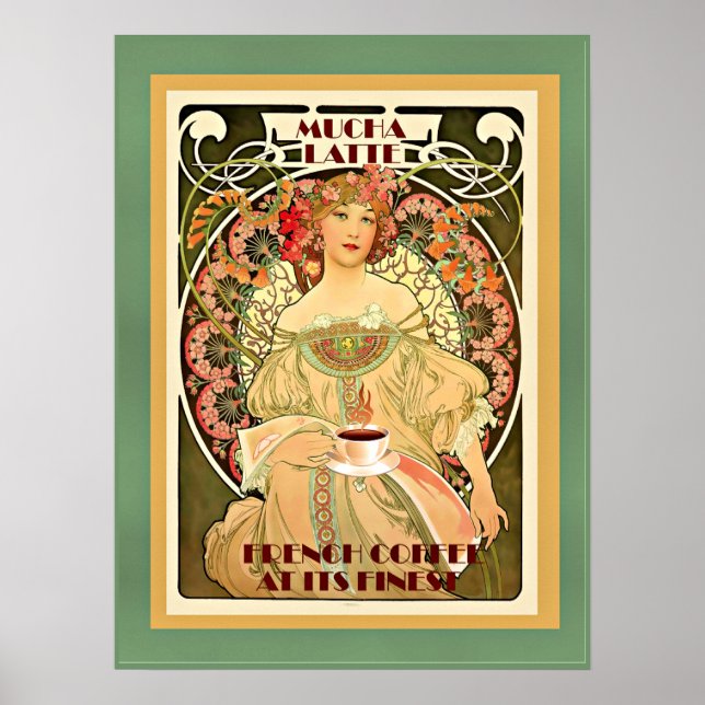 Póster Afiche artístico del Art deco Mucha Latte (Frente)