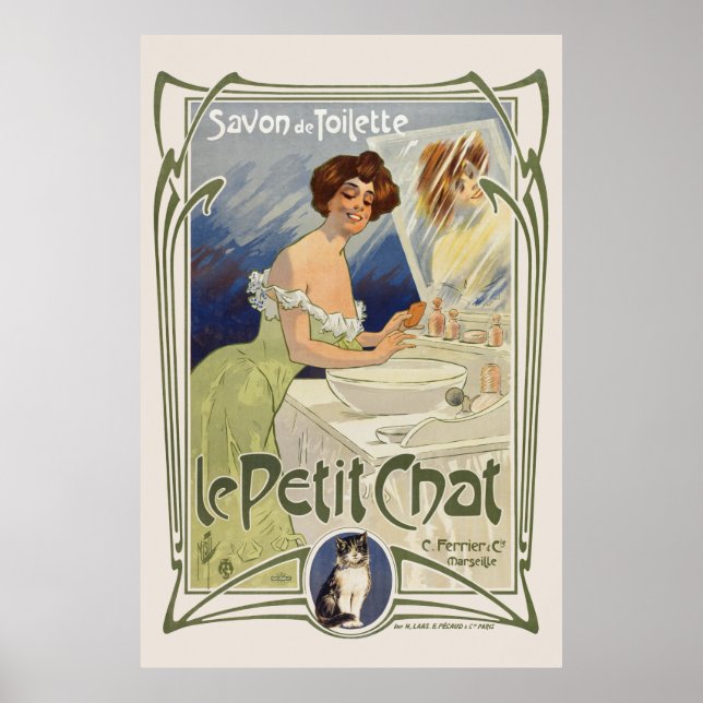 Póster Afiche de 1899 de Le Petit Chat France (Frente)