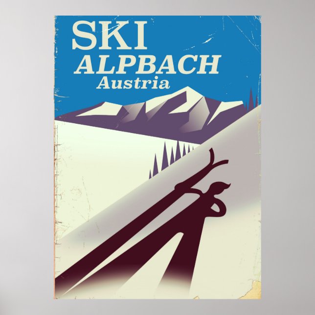 Póster Afiche de Alpbach Austriaco para los viajes de esq (Frente)