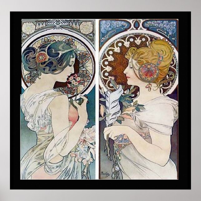 Póster Afiche de Alphonse Mucha de 2 caras (Frente)