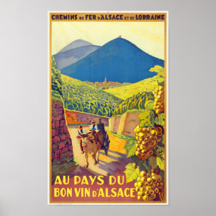 Póster Afiche de Alsace France Vintage de los años 20