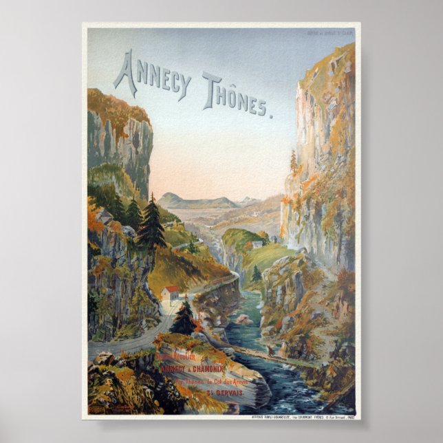 Póster Afiche de Annecy Thones Vintage de 1899 (Frente)