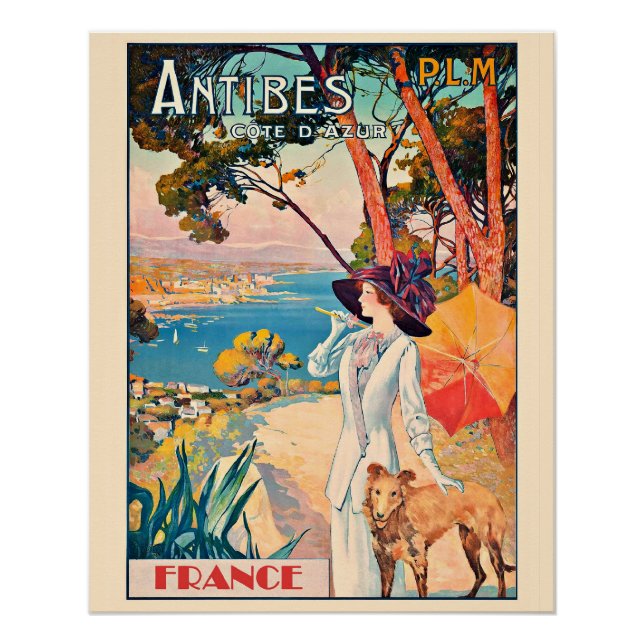 Póster Afiche de Antibes France vintage (Anverso)