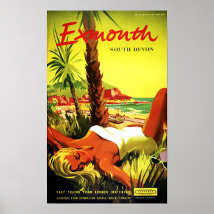 Póster Afiche de Australia Exmouth South Devon Vintage